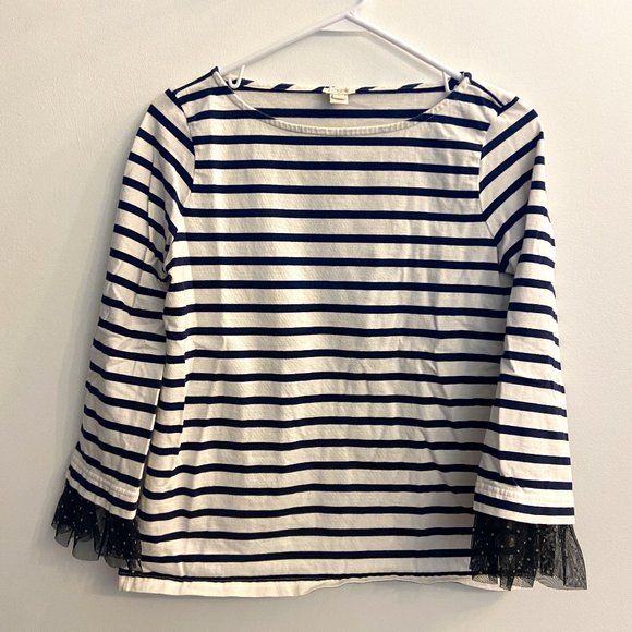 JCrew S Striped Shirt with Ruffle Sleeve - Picture 3 of 9